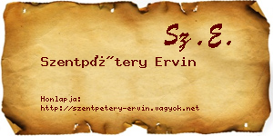 Szentpétery Ervin névjegykártya