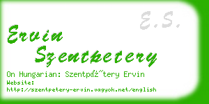 ervin szentpetery business card